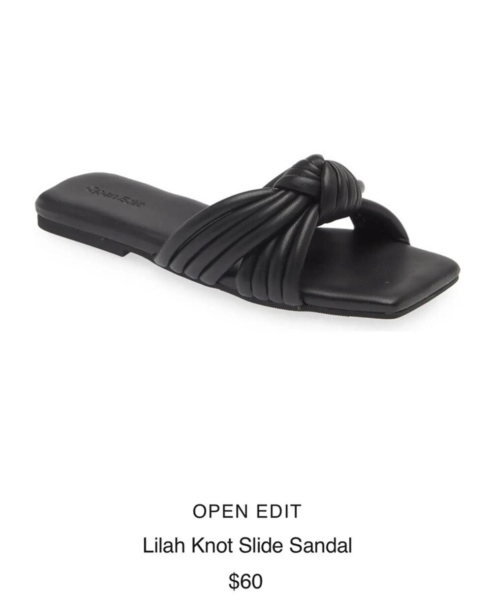 NEW Open Edit Lilah Slide Knot Sandals Square Toe Minimalist Quiet Luxury 7.5